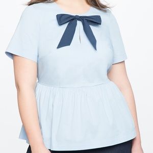 Eloquii Tie Neck Detail Peplum Top New/Never Worn